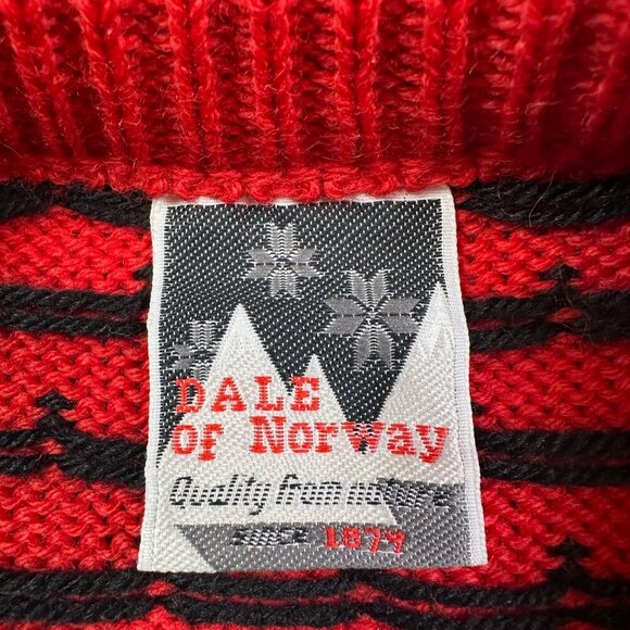 Vintage Dale of Norway Bright Red Nordic Cardigan Cottage Wool Sweater Small - Picture 2 of 6